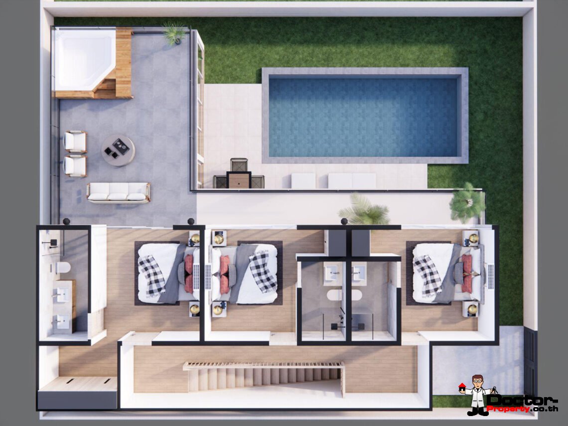 Modern 4 Bedroom Pool Villa in Lamai, Koh Samui – For Sale