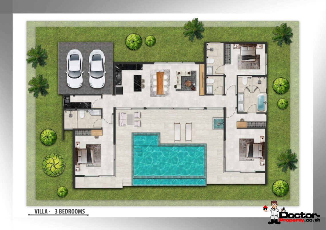 Tropical 3 Bedroom Pool Villa in Lamai, Koh Samui – For Sale