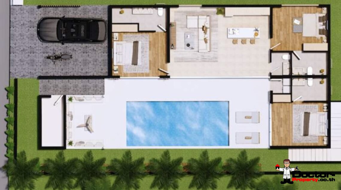 3 Bedroom Beachfront Pool Villa in Ban Tai, Koh Samui – For Sale