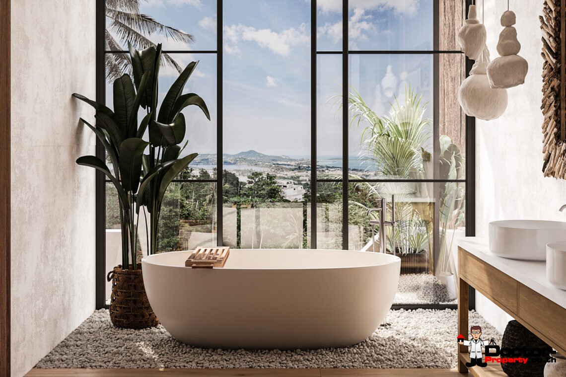 Stylish Two Storey 3 Bedroom Pool Villa with Sea View in Chaweng Noi, Koh Samui – For Sale