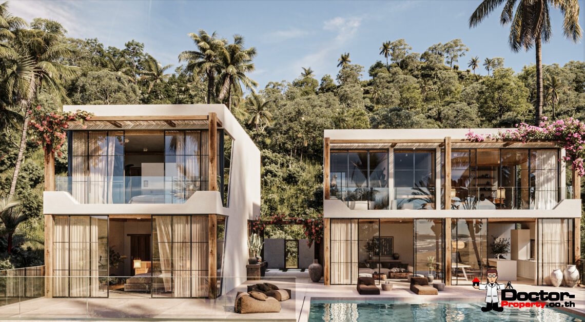 Stylish Two Storey 3 Bedroom Pool Villa with Sea View in Chaweng Noi, Koh Samui – For Sale
