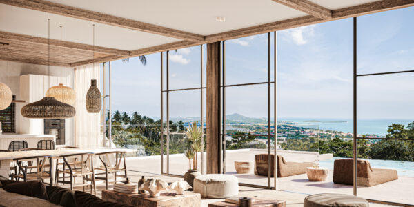 Stylish Two Storey 3 Bedroom Pool Villa with Sea View in Chaweng Noi, Koh Samui – For Sale