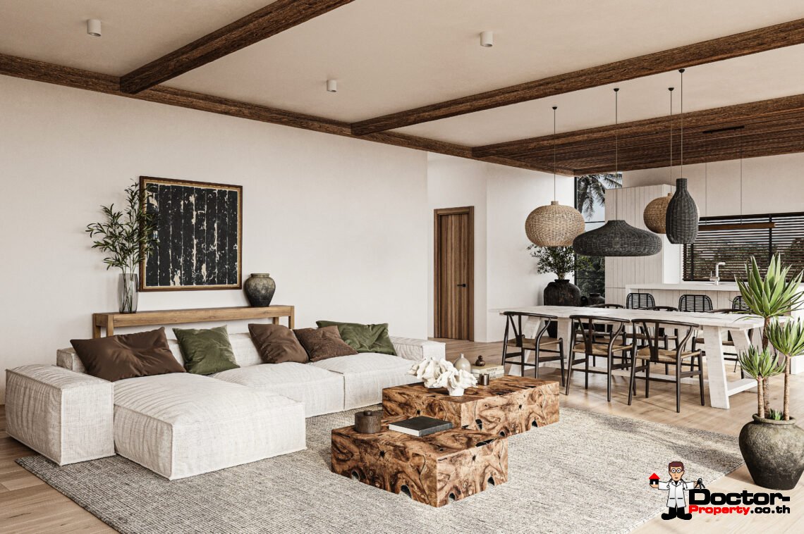 Stylish Two Storey 3 Bedroom Pool Villa with Sea View in Chaweng Noi, Koh Samui – For Sale