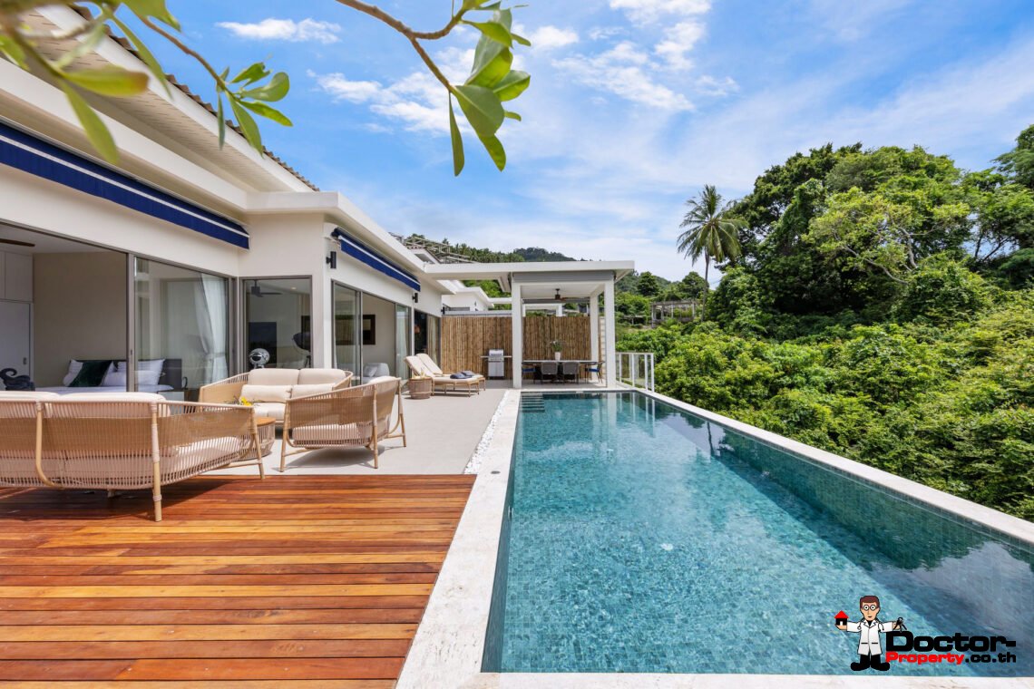 Modern 4 Bedroom Pool Villa with Partial Sea View in Chaweng Noi, Koh Samui – For Sale