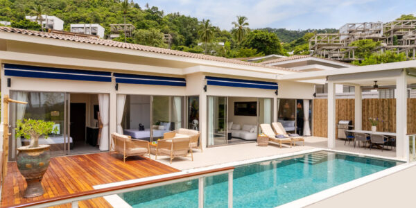 Modern 4 Bedroom Pool Villa with Partial Sea View in Chaweng Noi, Koh Samui – For Sale