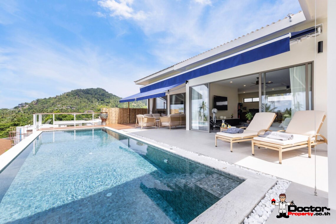 Modern 4 Bedroom Pool Villa with Partial Sea View in Chaweng Noi, Koh Samui – For Sale