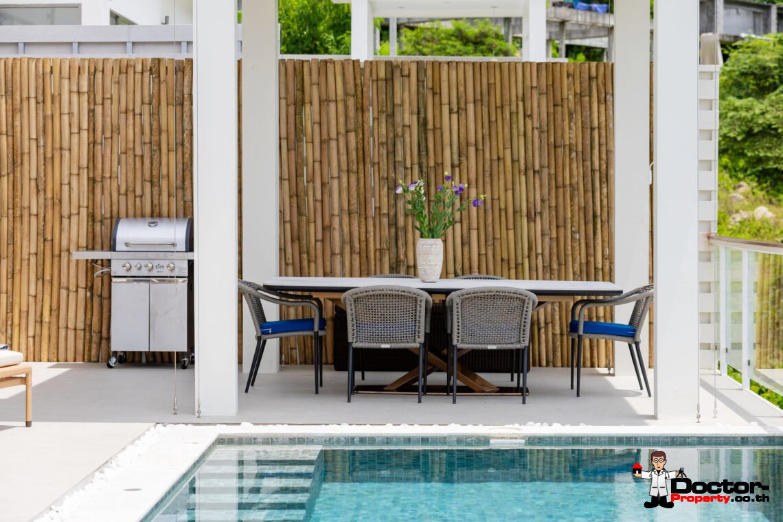 Modern 4 Bedroom Pool Villa with Partial Sea View in Chaweng Noi, Koh Samui – For Sale