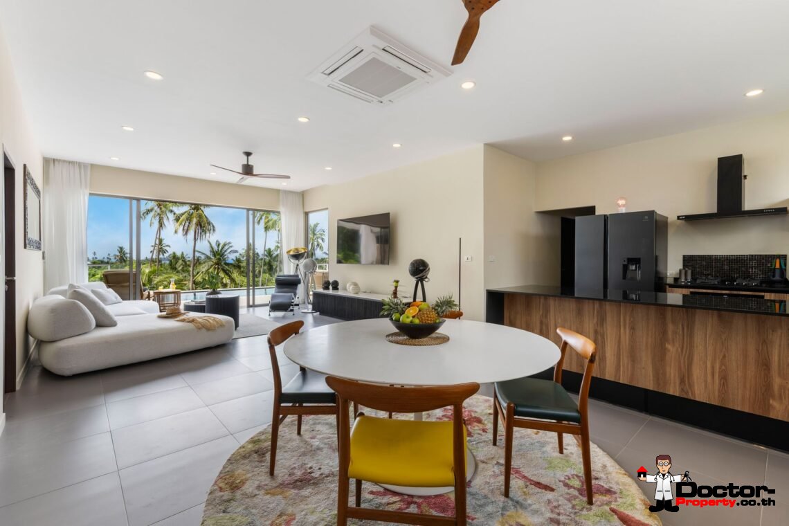 Modern 3 Bedroom Pool Villa with Partial Sea View in Chaweng Noi, Koh Samui – For Sale