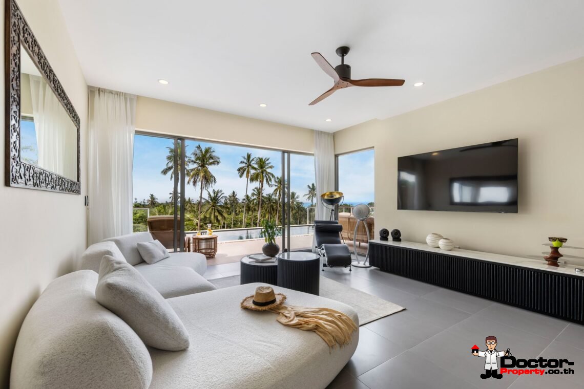 Modern 3 Bedroom Pool Villa with Partial Sea View in Chaweng Noi, Koh Samui – For Sale