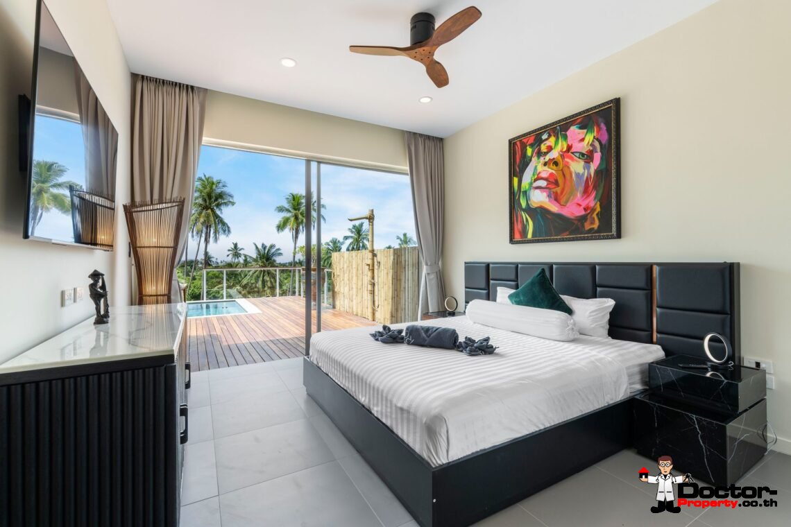 Modern 3 Bedroom Pool Villa with Partial Sea View in Chaweng Noi, Koh Samui – For Sale