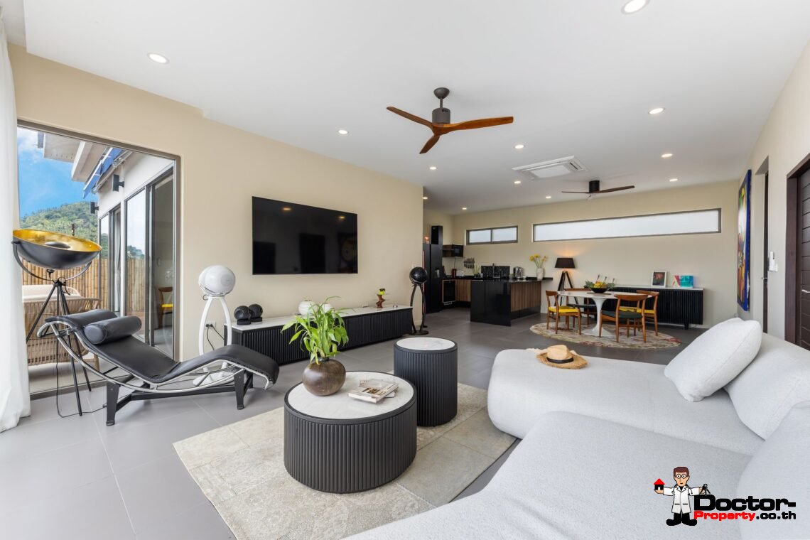 Modern 3 Bedroom Pool Villa with Partial Sea View in Chaweng Noi, Koh Samui – For Sale