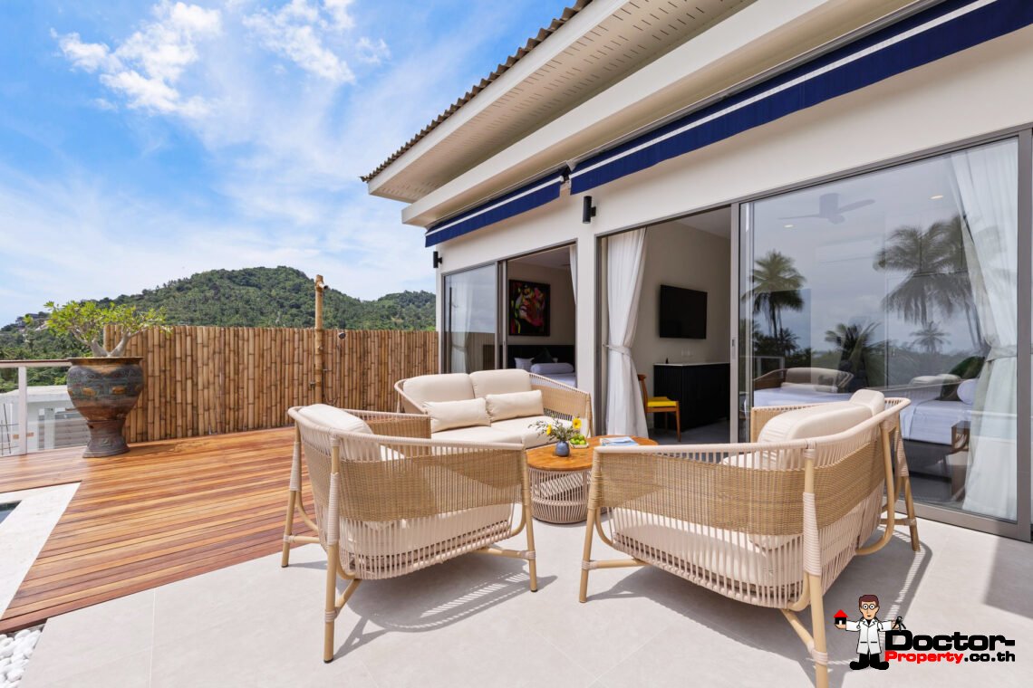 Modern 4 Bedroom Pool Villa with Partial Sea View in Chaweng Noi, Koh Samui – For Sale