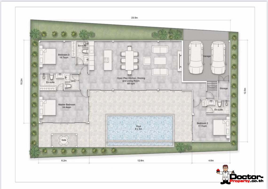 Modern 3 Bedroom Pool Villa in Bang Rak, Koh Samui – For Sale