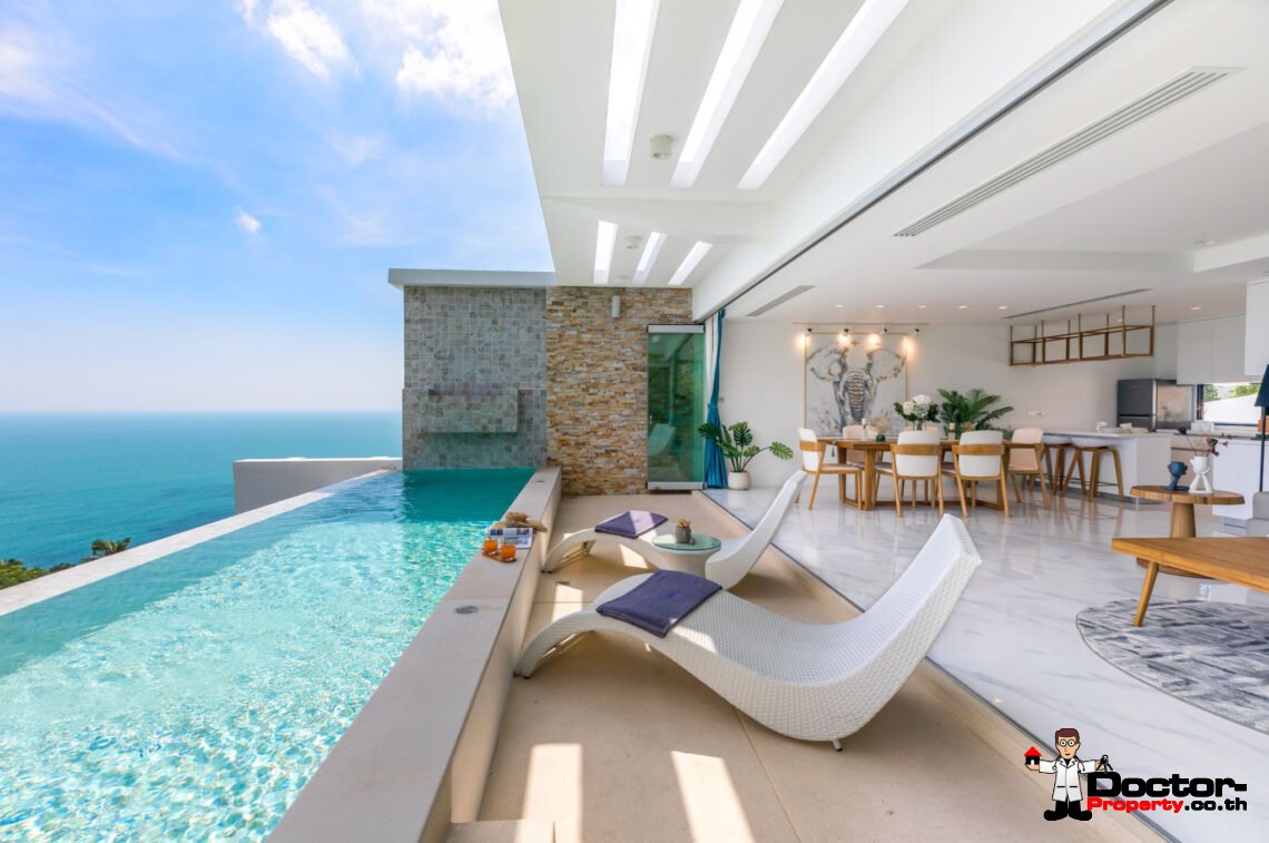 Duplex 3 Bedroom Pool Villa with Sea View in Chaweng Noi, Koh Samui – For Sale