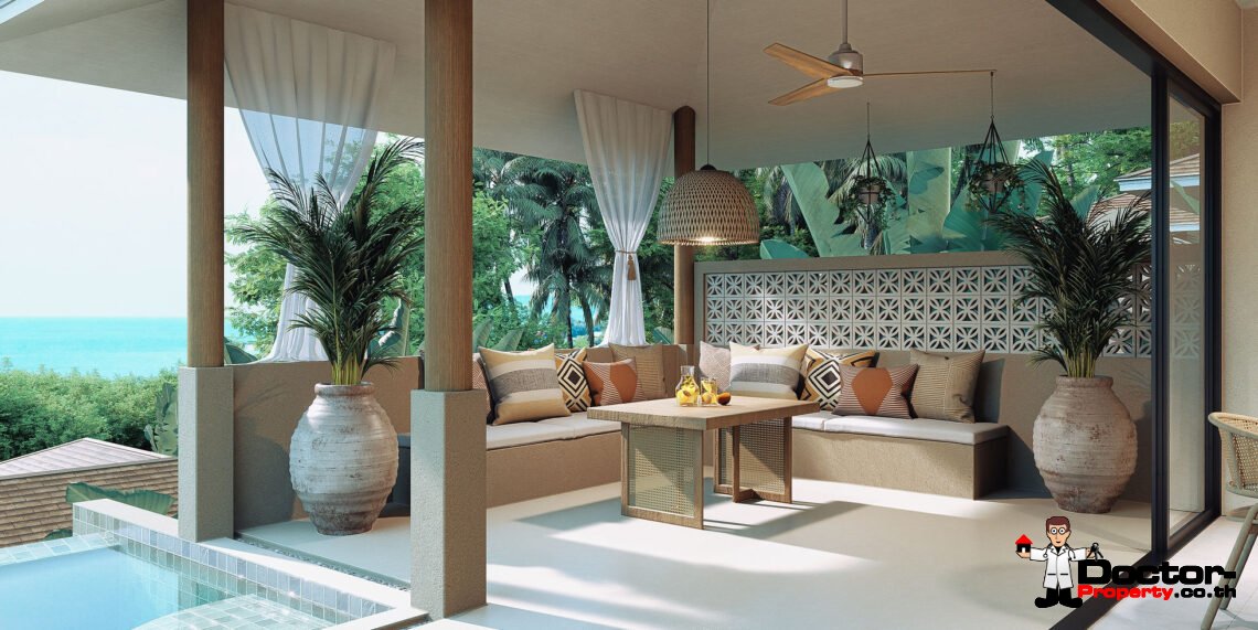 1-3 Bedroom Pool Villa with Partial Sea View in Lamai, Koh Samui – For Sale