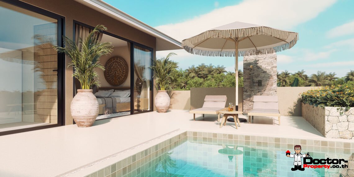 1-3 Bedroom Pool Villa with Partial Sea View in Lamai, Koh Samui – For Sale