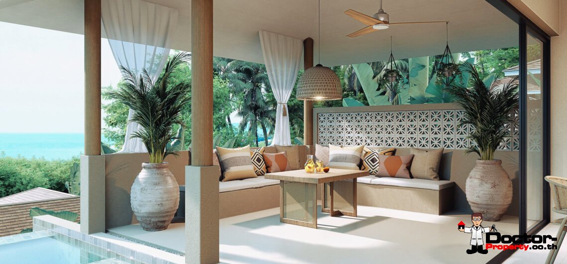 1 Bedroom Pool Villa with Partial Sea View in Lamai, Koh Samui – For Sale