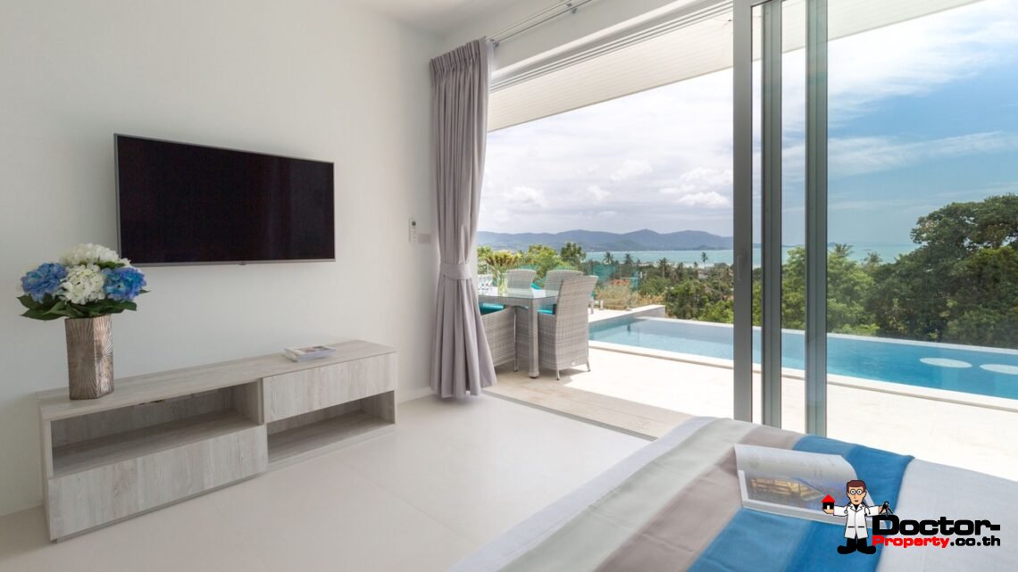 3 Bedroom Pool Villa with Sea View in Choeng Mon, Koh Samui – For Sale