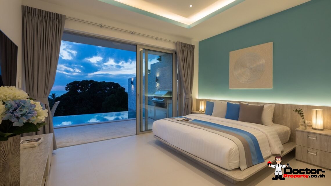 3 Bedroom Pool Villa with Sea View in Choeng Mon, Koh Samui – For Sale