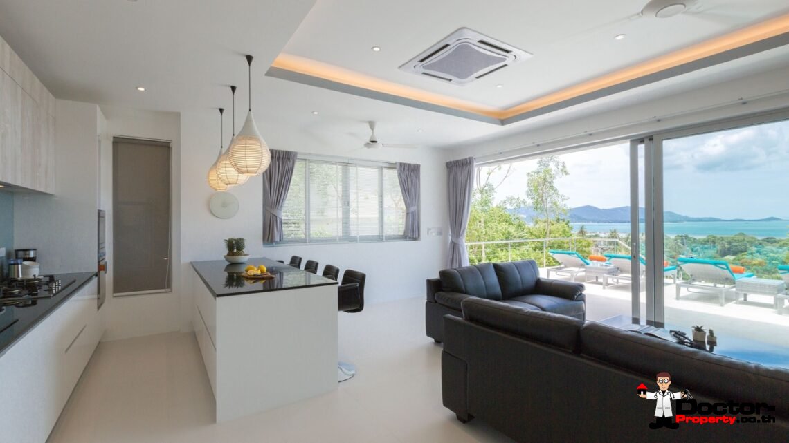 3 Bedroom Pool Villa with Sea View in Choeng Mon, Koh Samui – For Sale