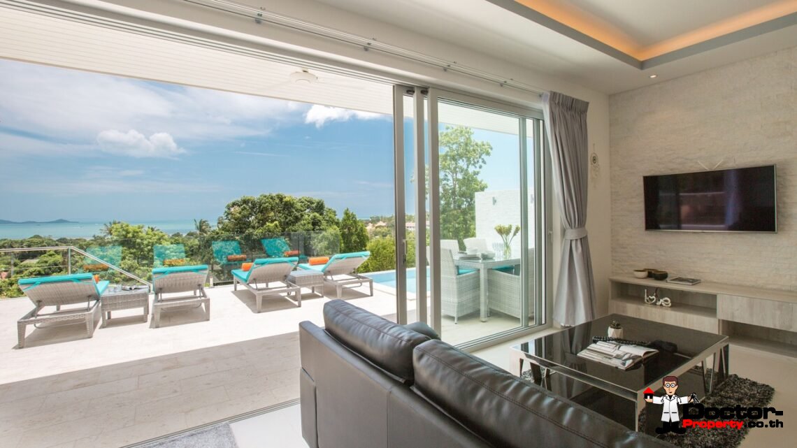 3 Bedroom Pool Villa with Sea View in Choeng Mon, Koh Samui – For Sale