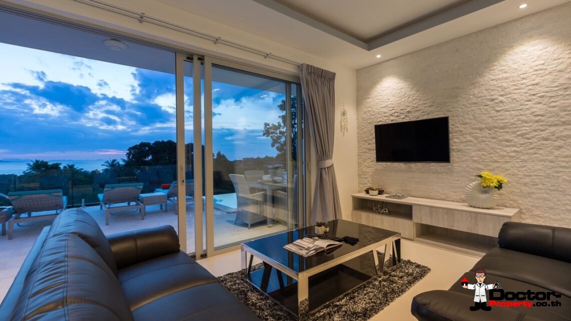 3 Bedroom Pool Villa with Sea View in Choeng Mon, Koh Samui – For Sale