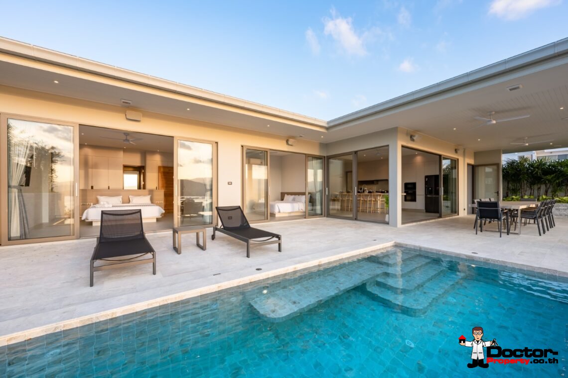 4 Bedroom Pool Villa with Sea View and Sunset View in Bang Rak, Koh Samui – For Sale