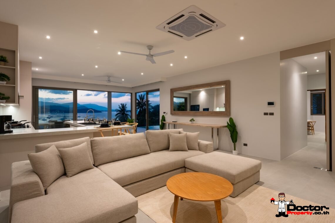 4 Bedroom Pool Villa with Sea View and Sunset View in Bang Rak, Koh Samui – For Sale