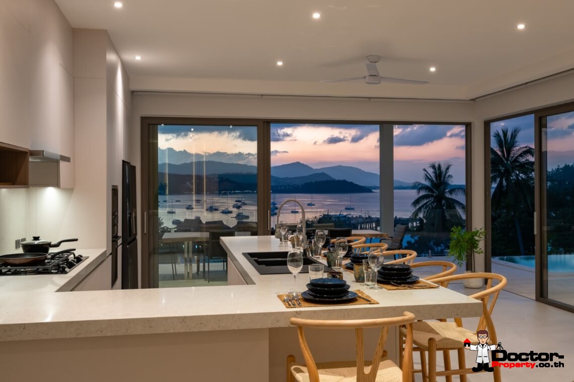 4 Bedroom Pool Villa with Sea View and Sunset View in Bang Rak, Koh Samui – For Sale