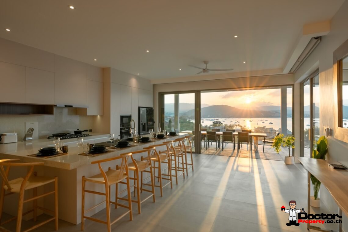 4 Bedroom Pool Villa with Sea View and Sunset View in Bang Rak, Koh Samui – For Sale