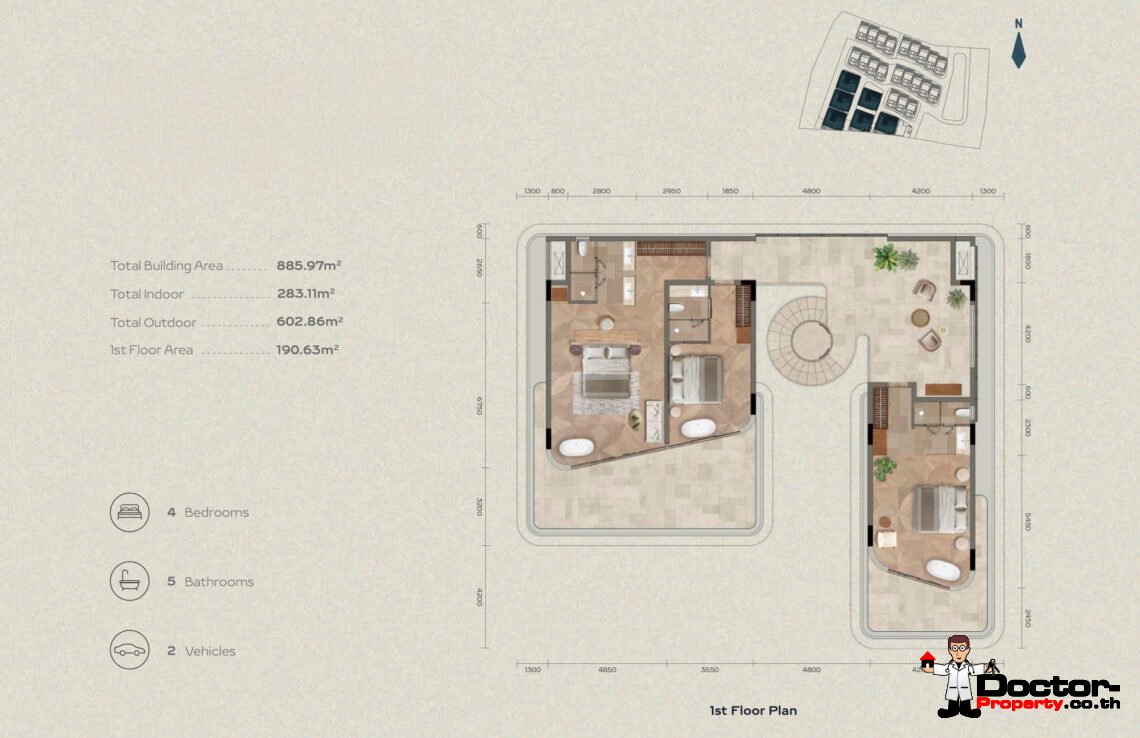 Luxury 4 Bedroom Pool Villa with Sea View in Bang Por, Koh Samui – For Sale