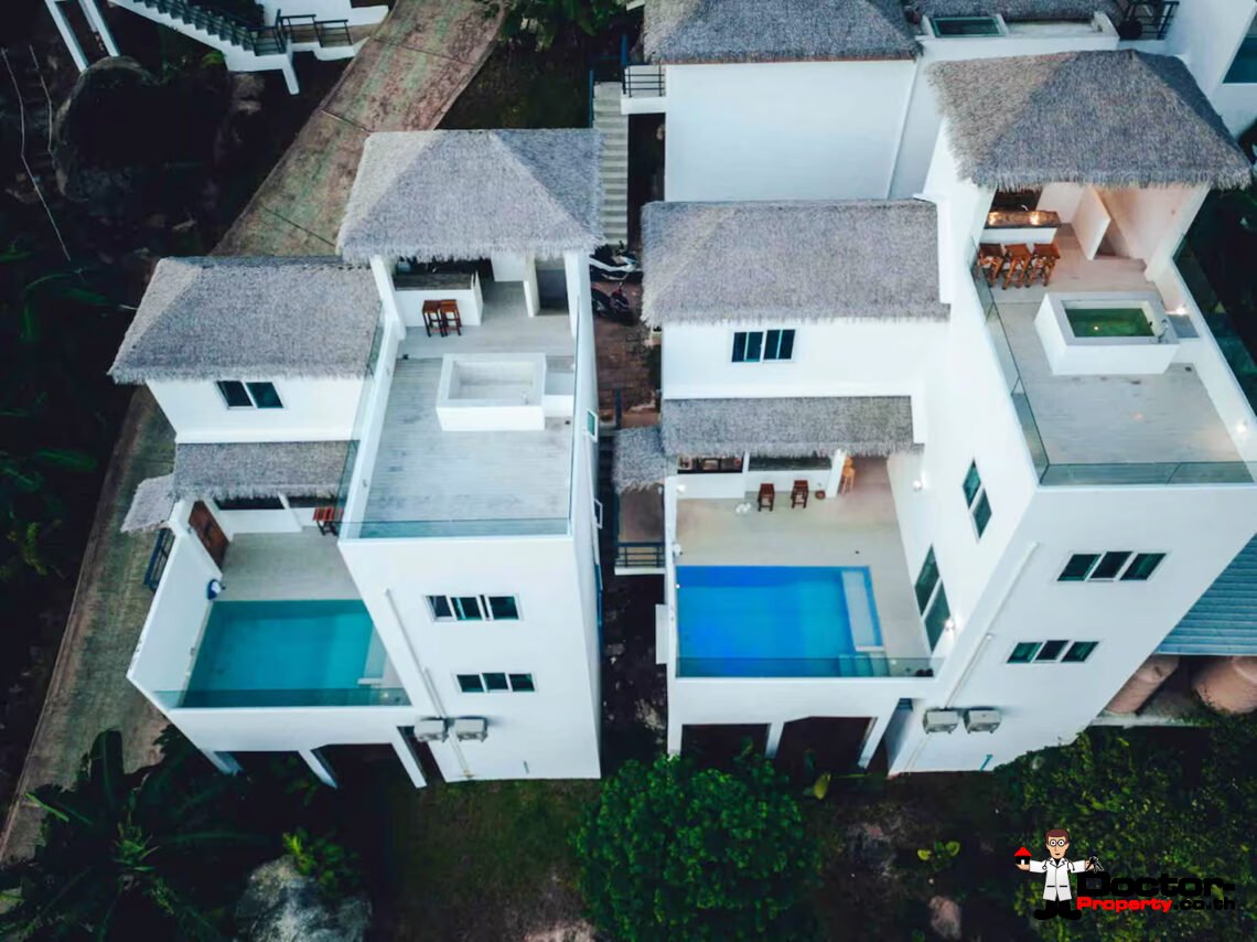 3 Bedroom Pool Villa with Partial Sea View in Lamai, Koh Samui – For Sale