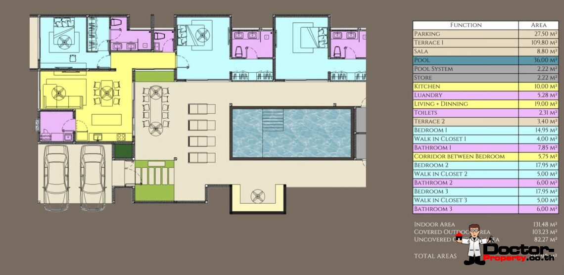 Modern 3 Bedroom Pool Villa in Choeng Mon, Koh Samui – For Sale