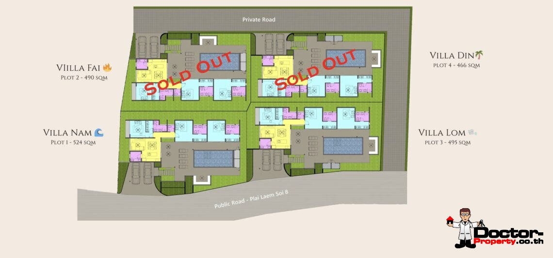 Modern 3 Bedroom Pool Villa in Choeng Mon, Koh Samui – For Sale