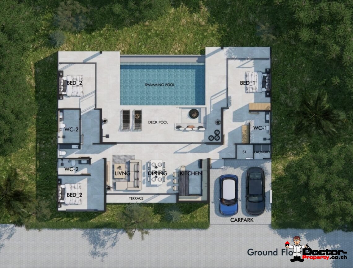 Modern 3 Bedroom Pool Villa in Plai Laem, Koh Samui – For Sale