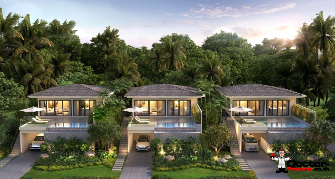 2 Bedroom Pool Villa with Sea View in Bang Rak, Koh Samui – For Sale