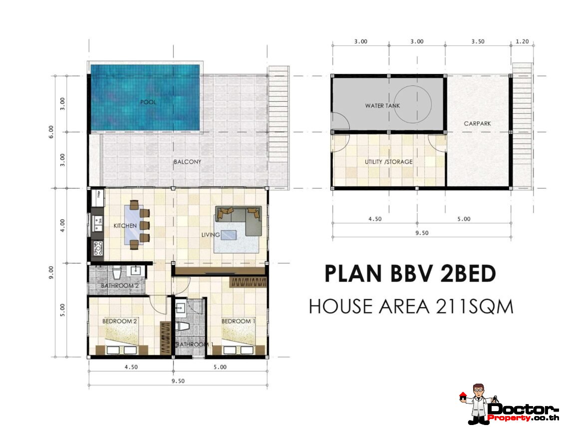 2 Bedroom Pool Villa with Sea View in Bang Rak, Koh Samui – For Sale