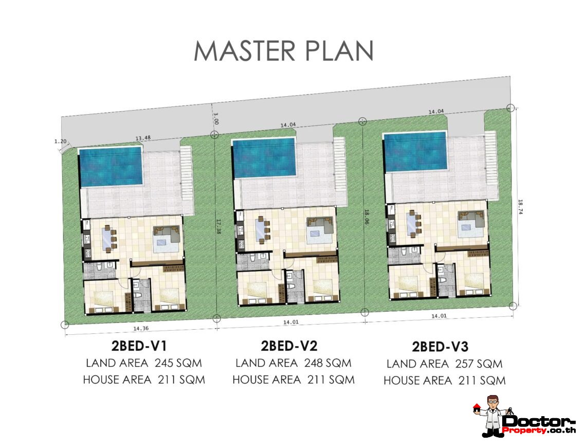 2 Bedroom Pool Villa with Sea View in Bang Rak, Koh Samui – For Sale