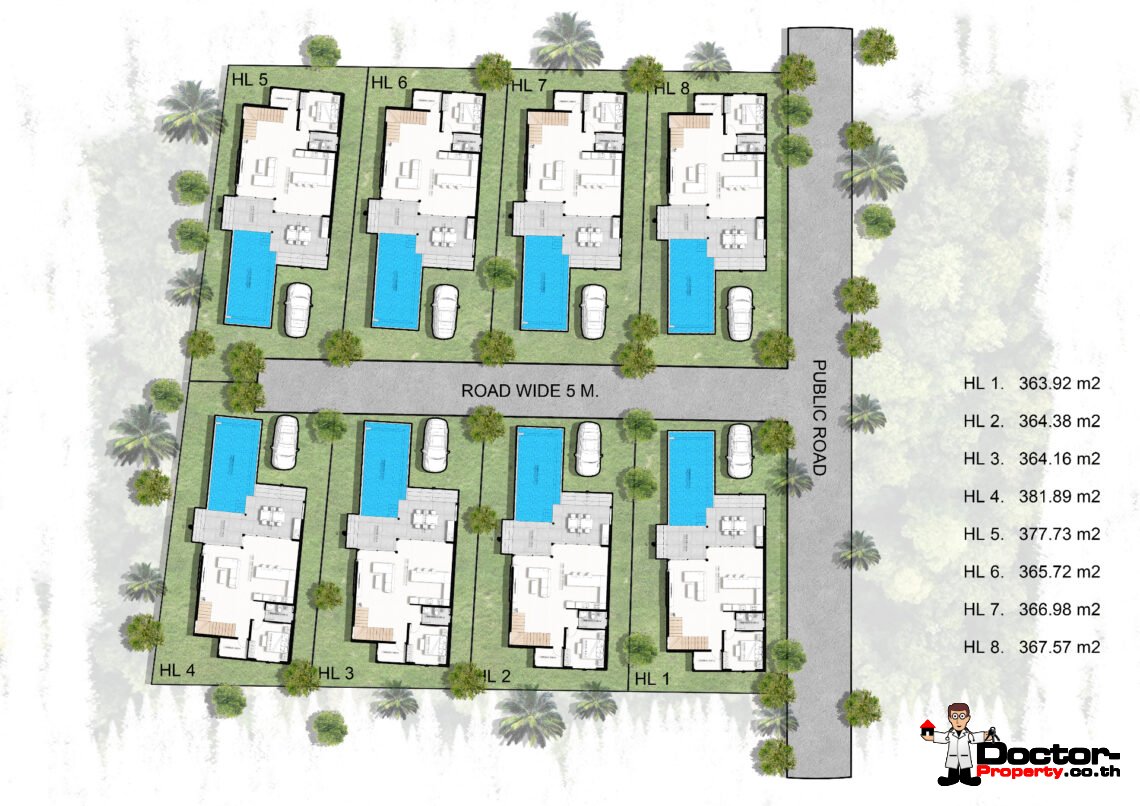 Modern 4 Bedroom – Two Storey Private Pool Villa in Plai Laem, Koh Samui – For Sale