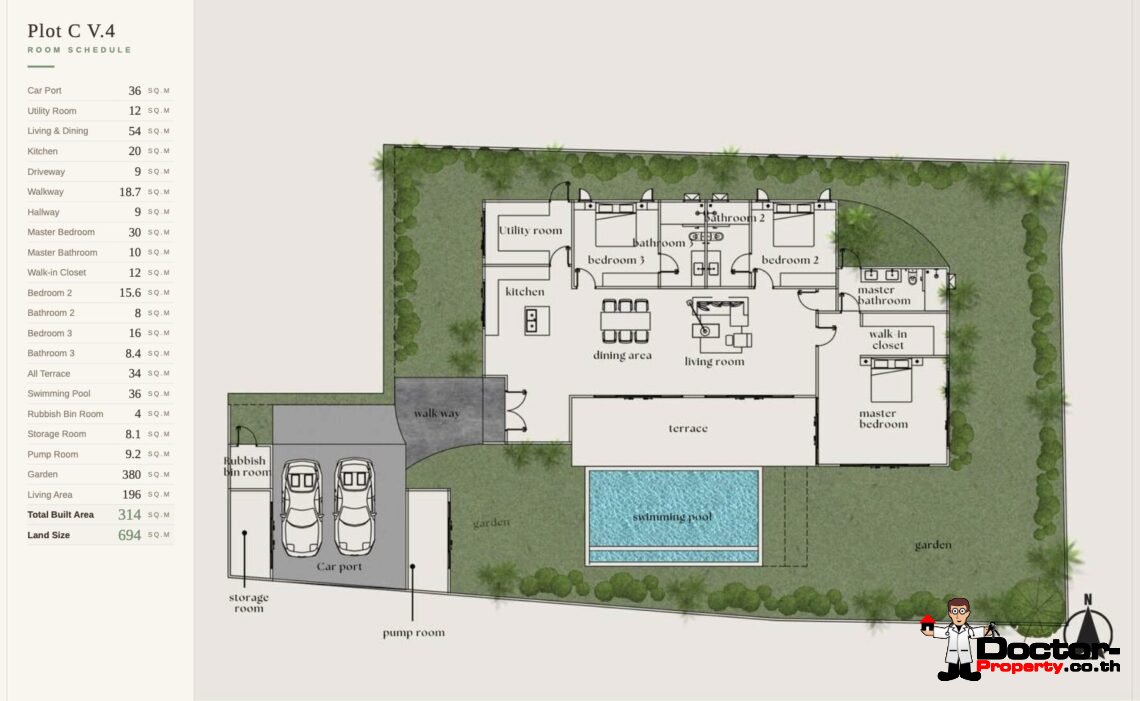 Spacious 3 Bedroom Garden Villa with Private Pool in Mae Nam, Koh Samui – For Sale