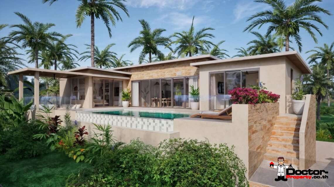 Modern 3 Bedroom Pool Villa with Sea View in Ban Tai, Koh Samui – For Sale