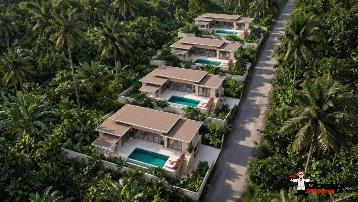 Modern 3 Bedroom Pool Villa with Sea View in Ban Tai, Koh Samui – For Sale