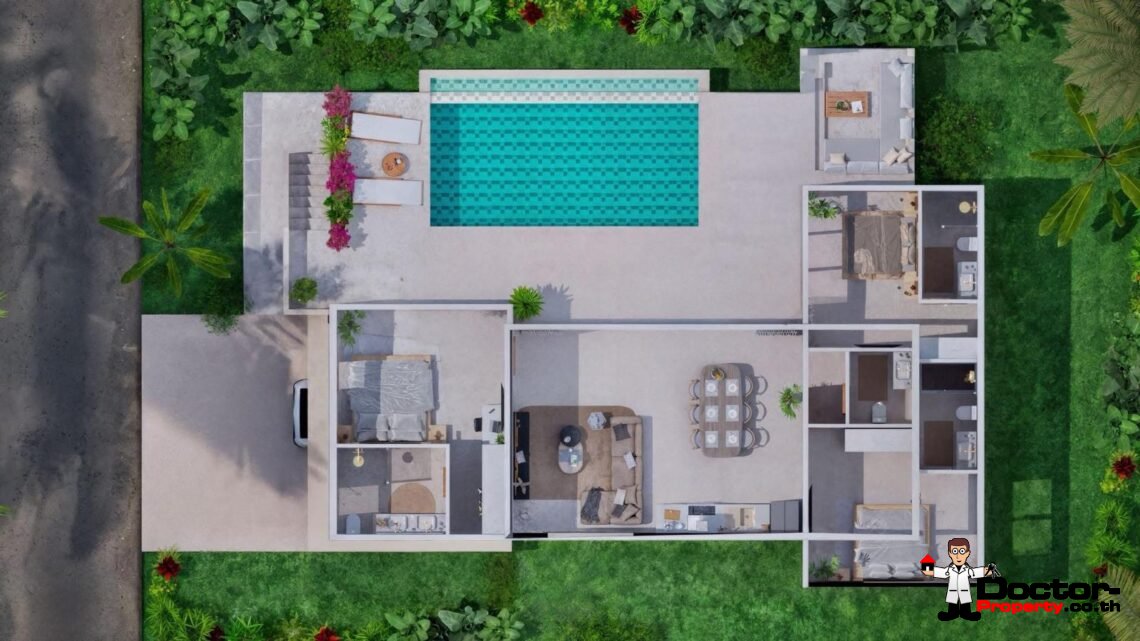 Modern 3 Bedroom Pool Villa with Sea View in Ban Tai, Koh Samui – For Sale