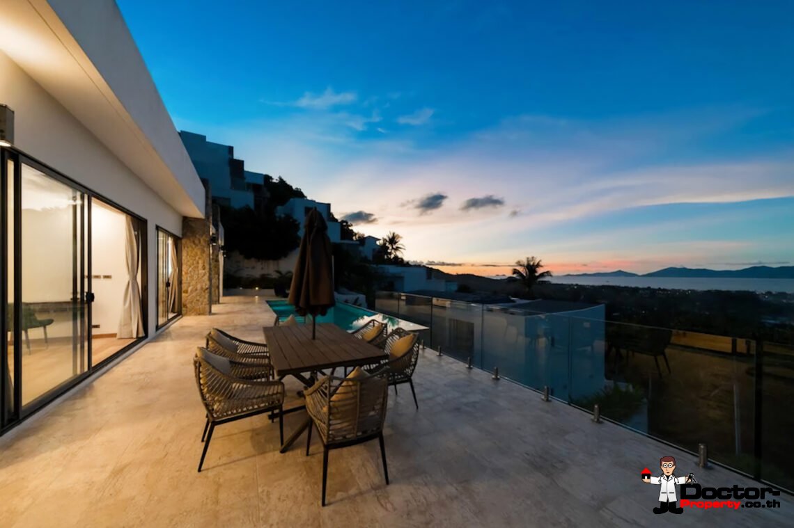 Modern 4 Bedroom Pool Villa with Sea View in Bo Phut, Koh Samui – For Sale