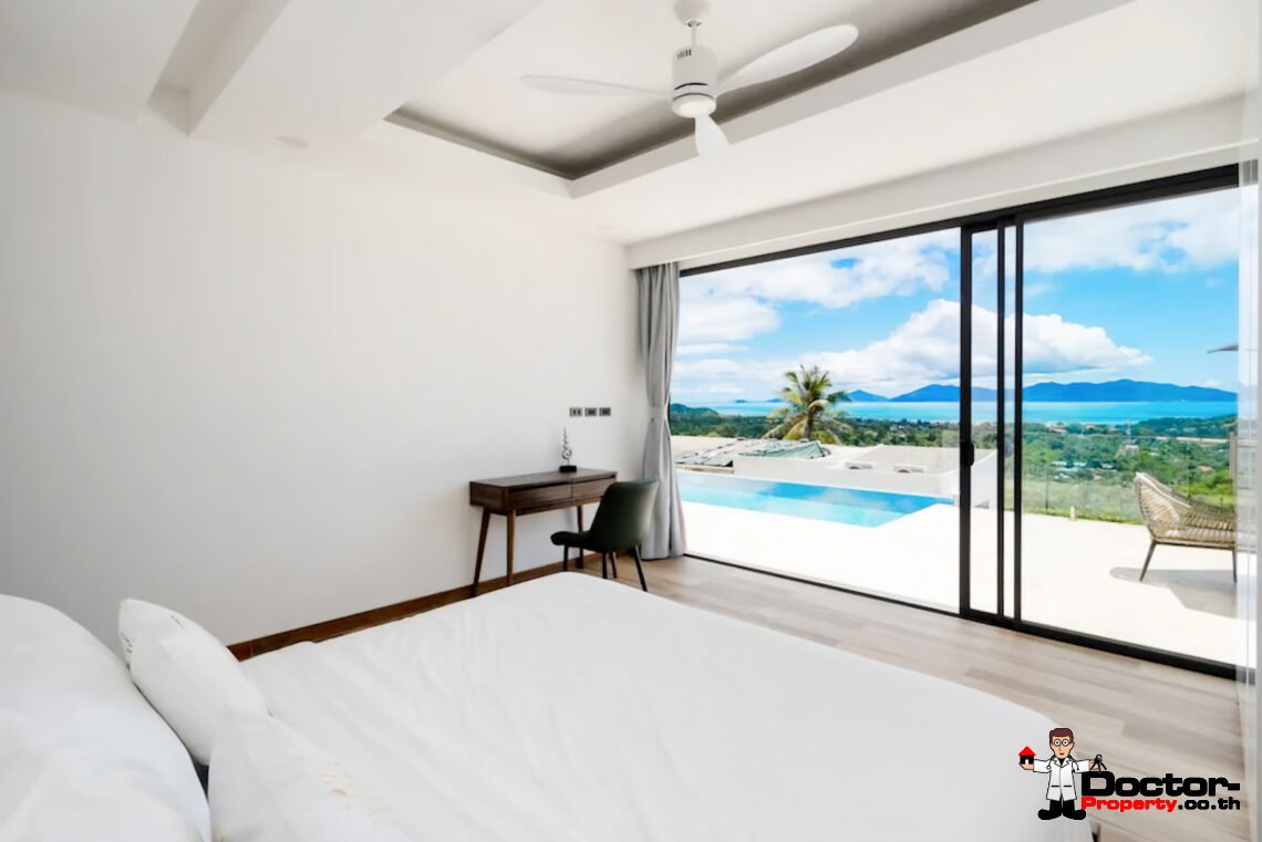 Modern 4 Bedroom Pool Villa with Sea View in Bo Phut, Koh Samui – For Sale