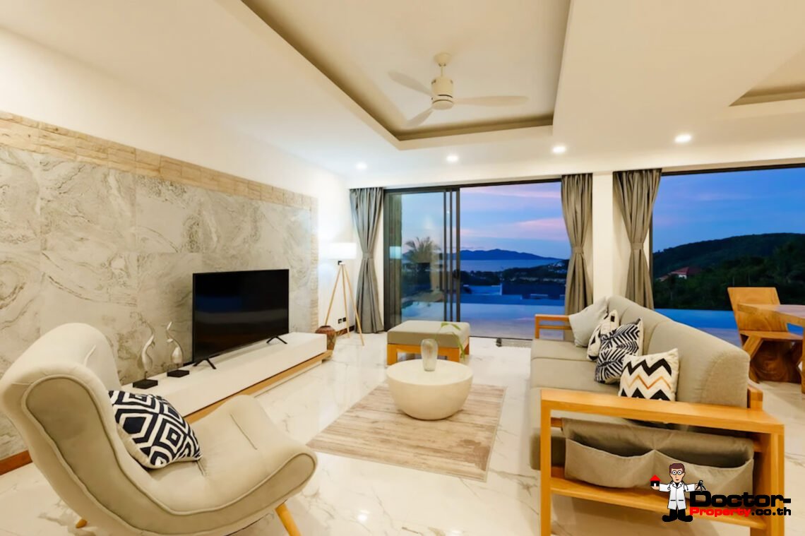 Modern 4 Bedroom Pool Villa with Sea View in Bo Phut, Koh Samui – For Sale