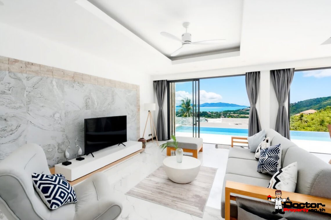 Modern 4 Bedroom Pool Villa with Sea View in Bo Phut, Koh Samui – For Sale
