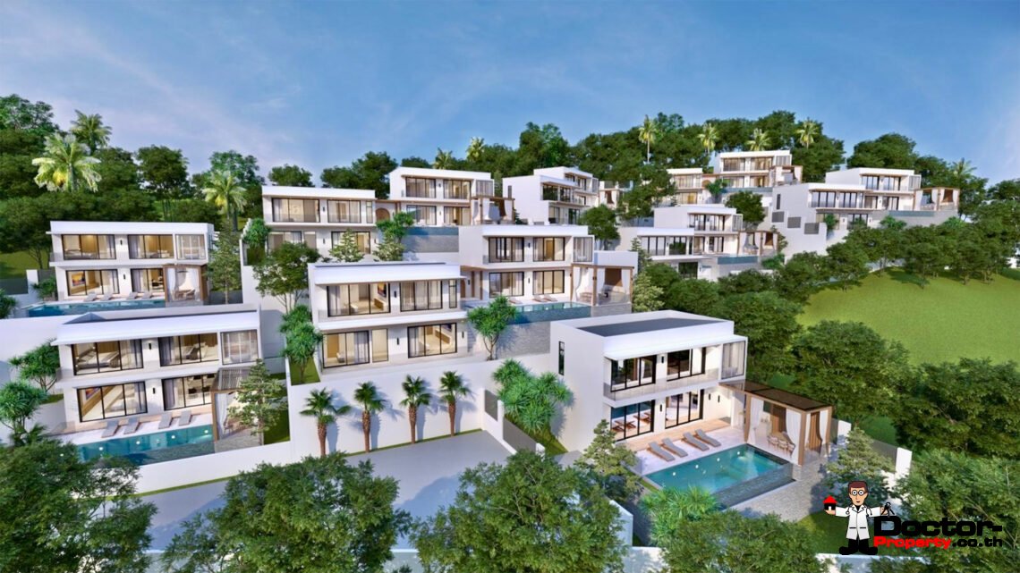 Luxury 2-4 Bedroom Private Pool Villa with Sea View and Sunset View in Bang Makham, Koh Samui – For Sale