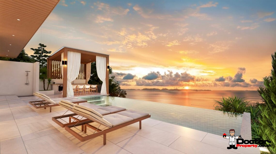 Luxury 2-4 Bedroom Private Pool Villa with Sea View and Sunset View in Bang Makham, Koh Samui – For Sale