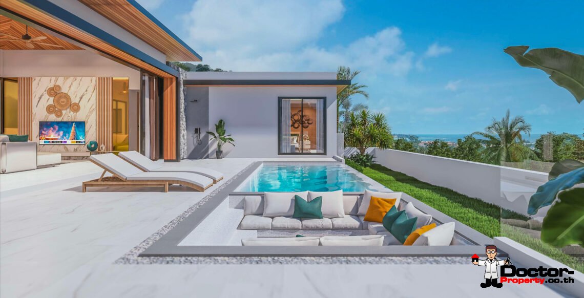 Modern 3 Bedroom Pool Villa with Sea View in Lamai, Koh Samui – For Sale